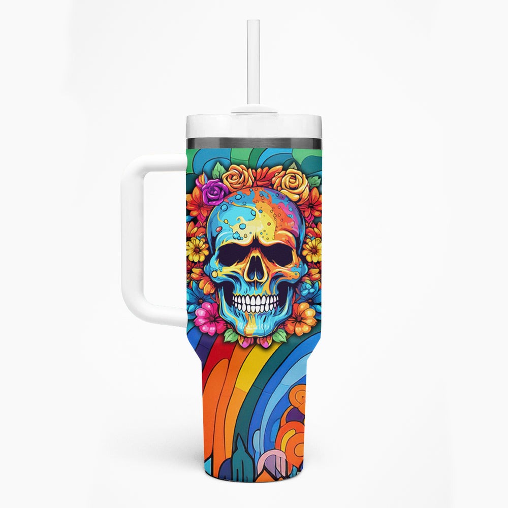 Floral Skull Tumbler With Handle I'm Blunt because god rolled me that way TS04 Floral Skull Tumbler With Handle I'm Blunt because god rolled me that way TS04