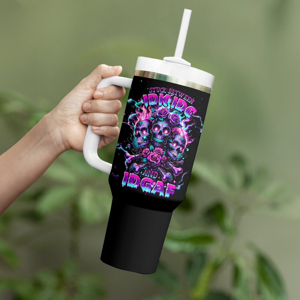 Flower Skull Tumbler With Handle I'm A Bitch With A Low Bullshiit Tolrange Don't Try Me DT01 Flower Skull Tumbler With Handle I'm A Bitch With A Low Bullshiit Tolrange Don't Try Me DT01