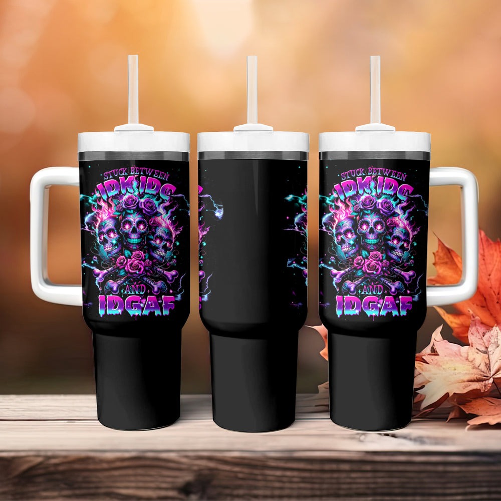 Flower Skull Tumbler With Handle I'm A Bitch With A Low Bullshiit Tolrange Don't Try Me DT01 Flower Skull Tumbler With Handle I'm A Bitch With A Low Bullshiit Tolrange Don't Try Me DT01