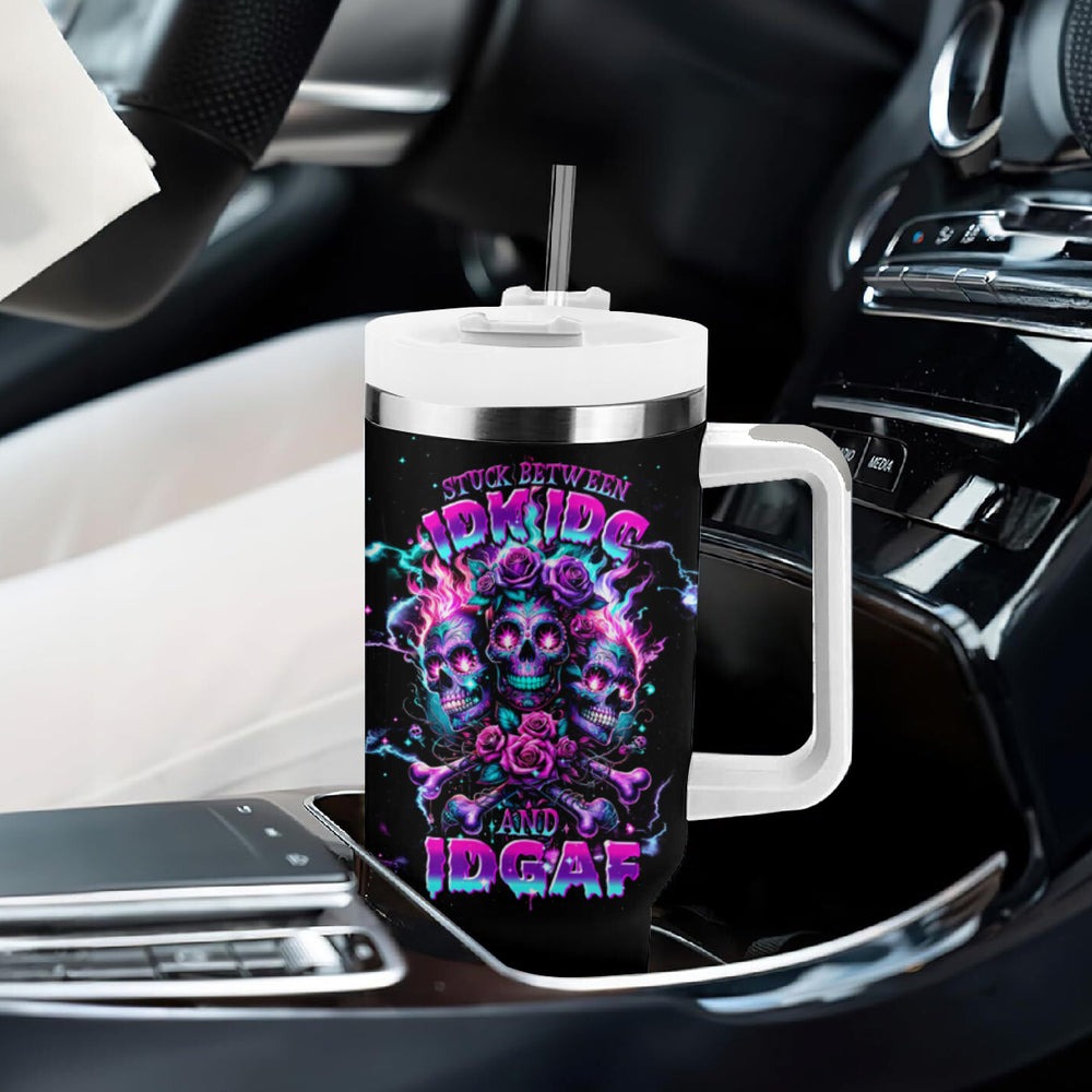 Flower Skull Tumbler With Handle I'm A Bitch With A Low Bullshiit Tolrange Don't Try Me DT01 Flower Skull Tumbler With Handle I'm A Bitch With A Low Bullshiit Tolrange Don't Try Me DT01