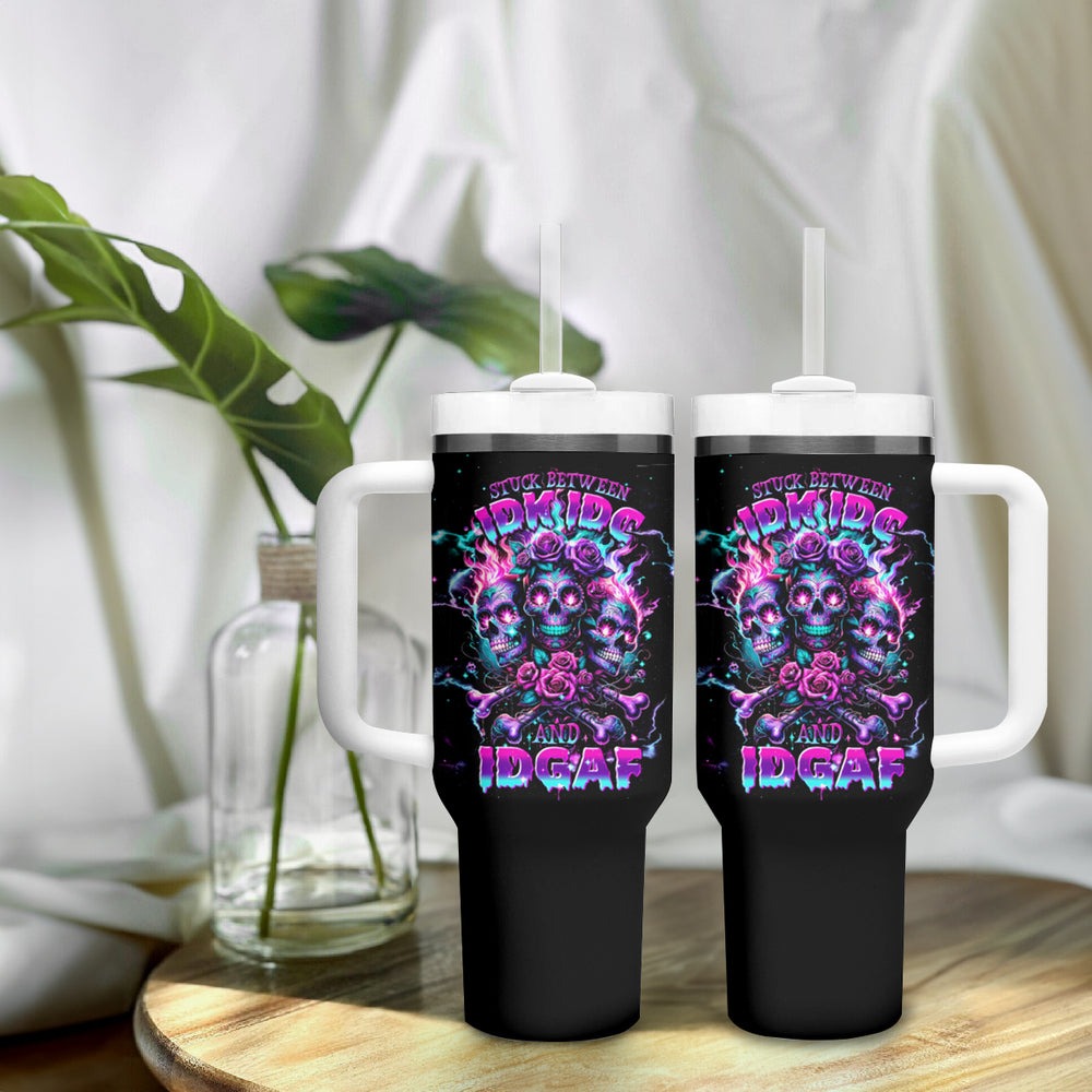 Flower Skull Tumbler With Handle I'm A Bitch With A Low Bullshiit Tolrange Don't Try Me DT01 Flower Skull Tumbler With Handle I'm A Bitch With A Low Bullshiit Tolrange Don't Try Me DT01