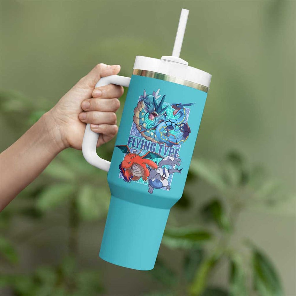 Flying Type Poke Tumbler With Handle Anime Style TS04