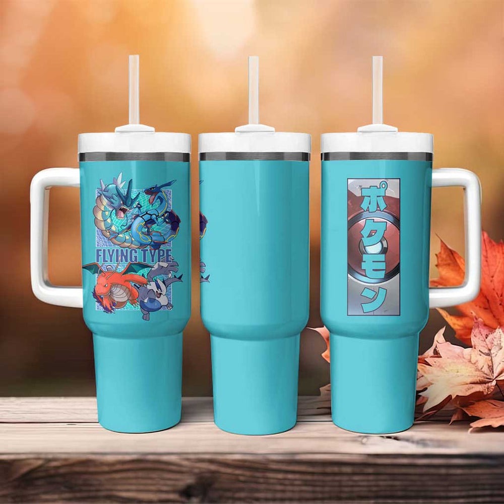 Flying Type Poke Tumbler With Handle Anime Style TS04