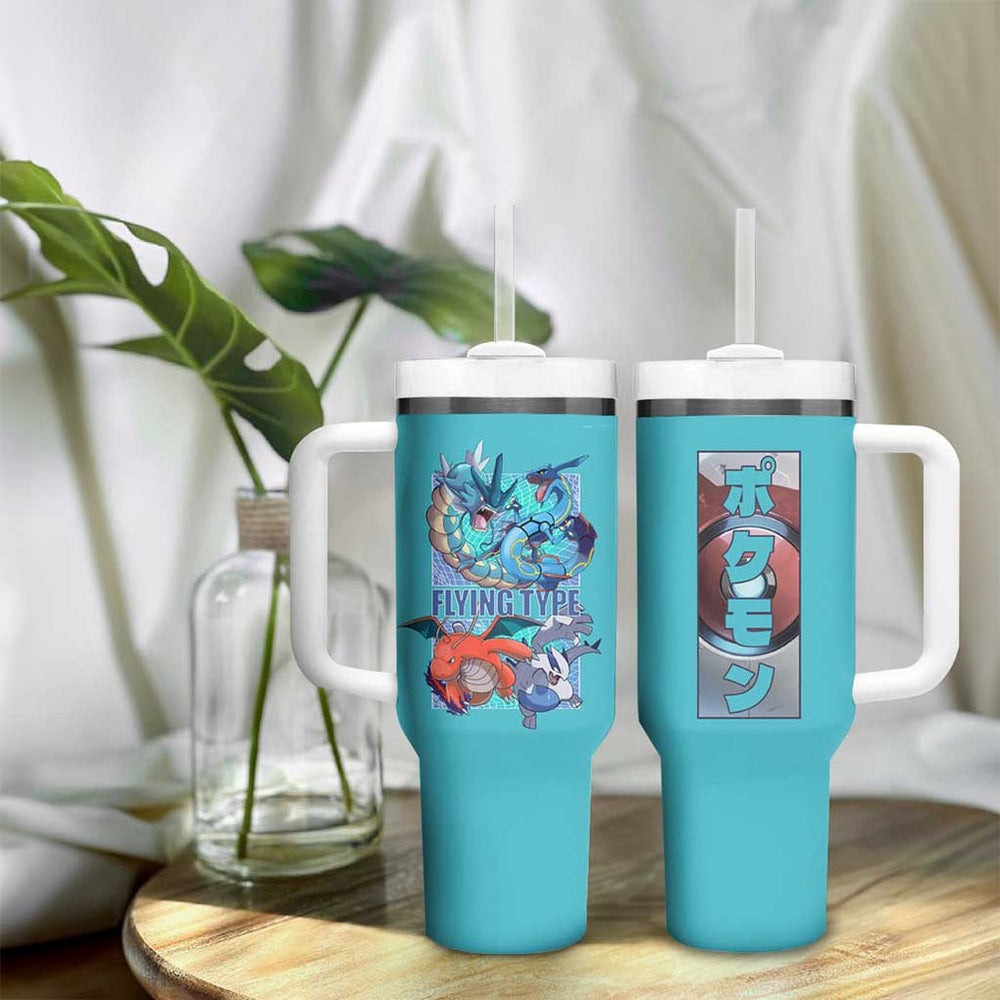 Flying Type Poke Tumbler With Handle Anime Style TS04