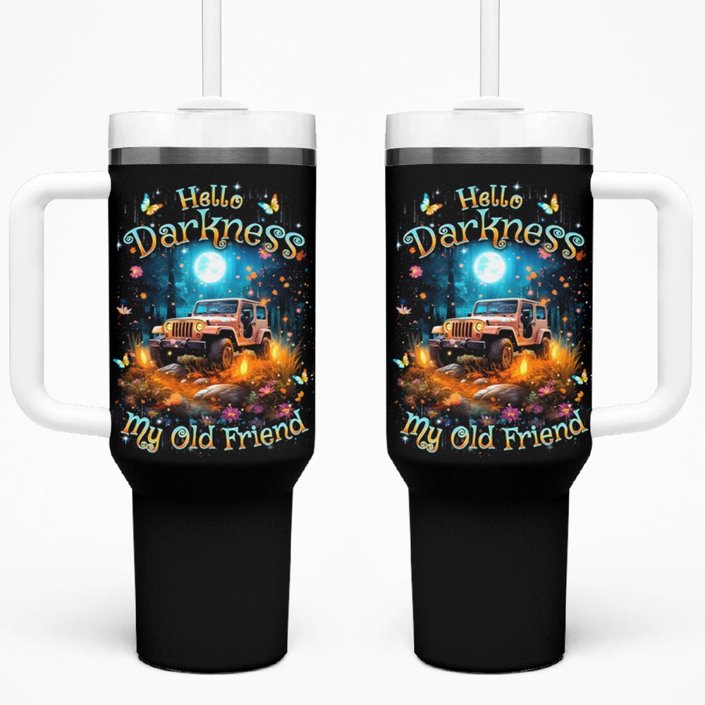Forest Jeep Tumbler With Handle Hello Darkness My Old Friend DT01