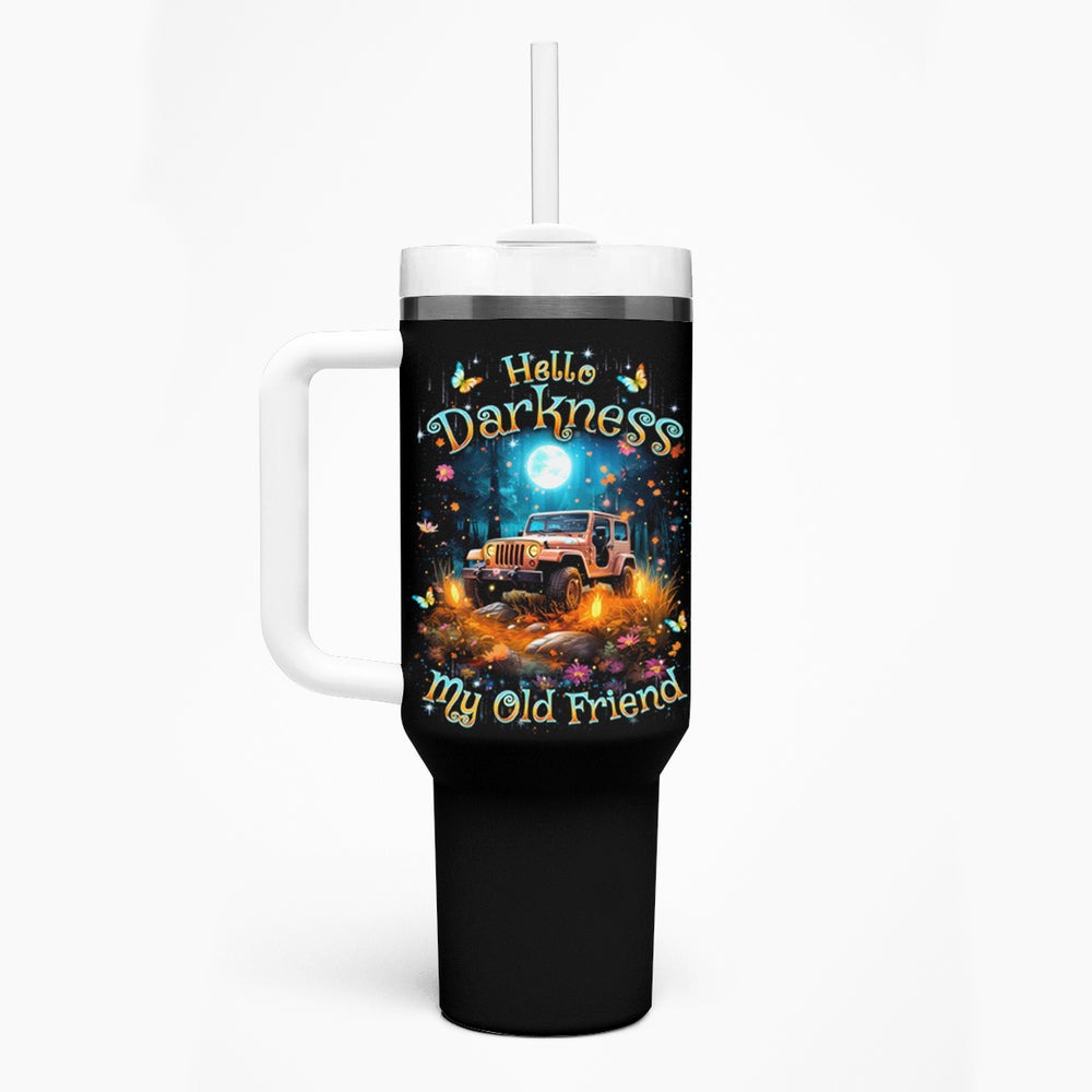 Forest Jeep Tumbler With Handle Hello Darkness My Old Friend DT01
