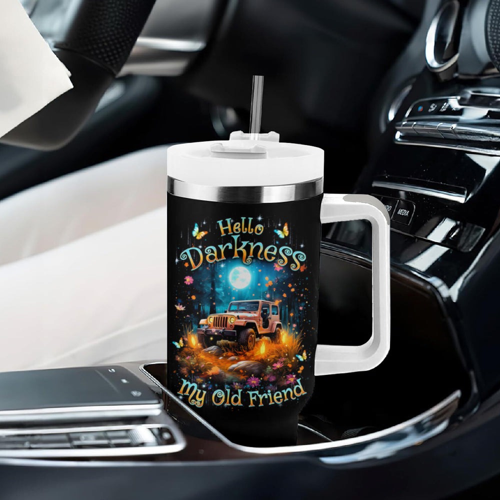 Forest Jeep Tumbler With Handle Hello Darkness My Old Friend DT01