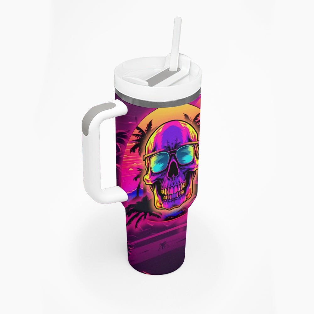 Foreuer Chasing Sunsets Skull Tumbler With Handle TS04 Foreuer Chasing Sunsets Skull Tumbler With Handle TS04