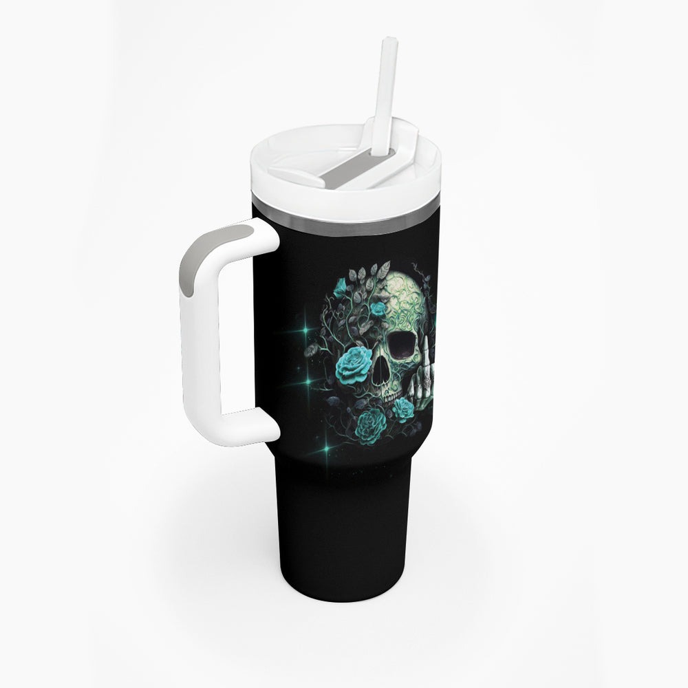 Fresh Out Of F Skull Rose Tumbler With Handle TS04