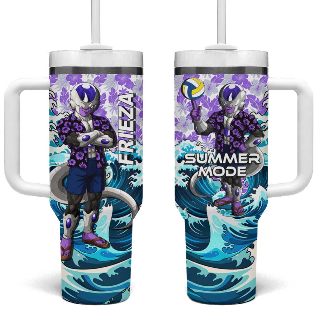 Frieza Dragon Ball Summer Theme Tumbler With Handle with Volleyball Floral Shirt and Shenron Tropical Design TS04
