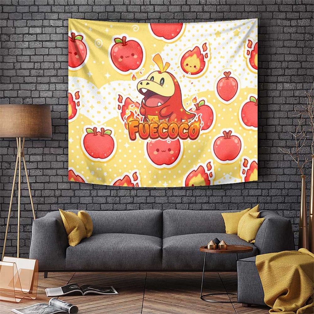 Fuecoco Tapestry Kawaii Apple Flame Pop Art TS04 Fuecoco Tapestry Kawaii Apple Flame Pop Art TS04