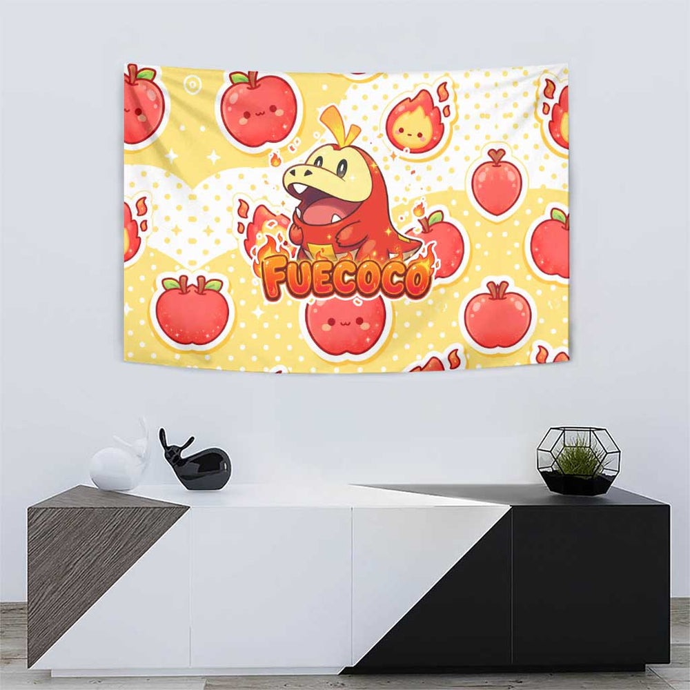 Fuecoco Tapestry Kawaii Apple Flame Pop Art TS04 Fuecoco Tapestry Kawaii Apple Flame Pop Art TS04