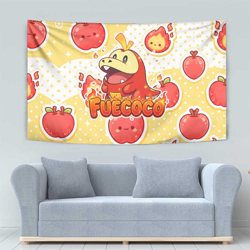 Fuecoco Tapestry Kawaii Apple Flame Pop Art TS04 Fuecoco Tapestry Kawaii Apple Flame Pop Art TS04