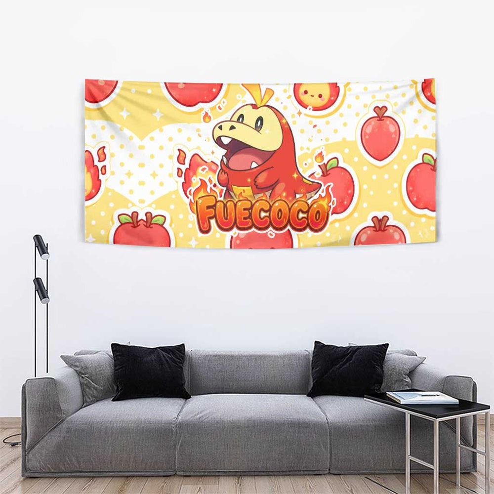 Fuecoco Tapestry Kawaii Apple Flame Pop Art TS04 Fuecoco Tapestry Kawaii Apple Flame Pop Art TS04