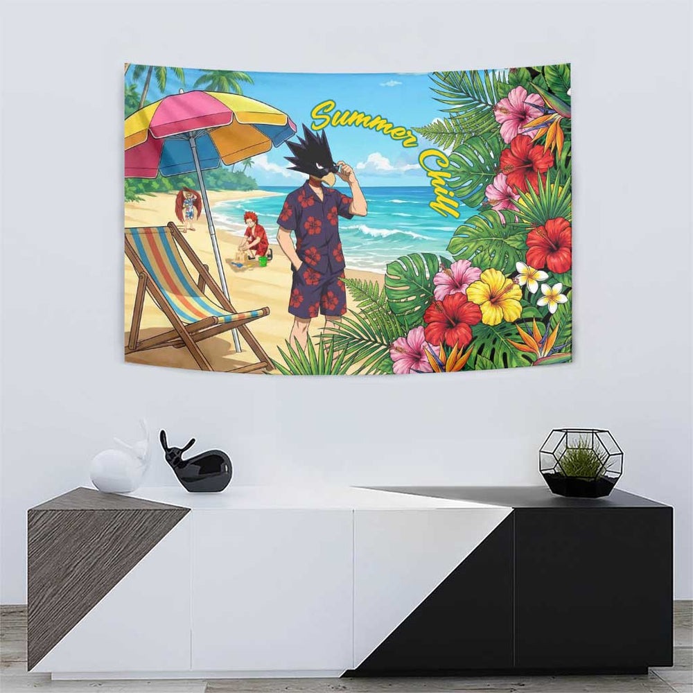 Fumikage Tokoyami Summer Chill Tumbler With Handle Tropical Anime Beach Mood TS04 Fumikage Tokoyami Summer Chill Tumbler With Handle Tropical Anime Beach Mood TS04