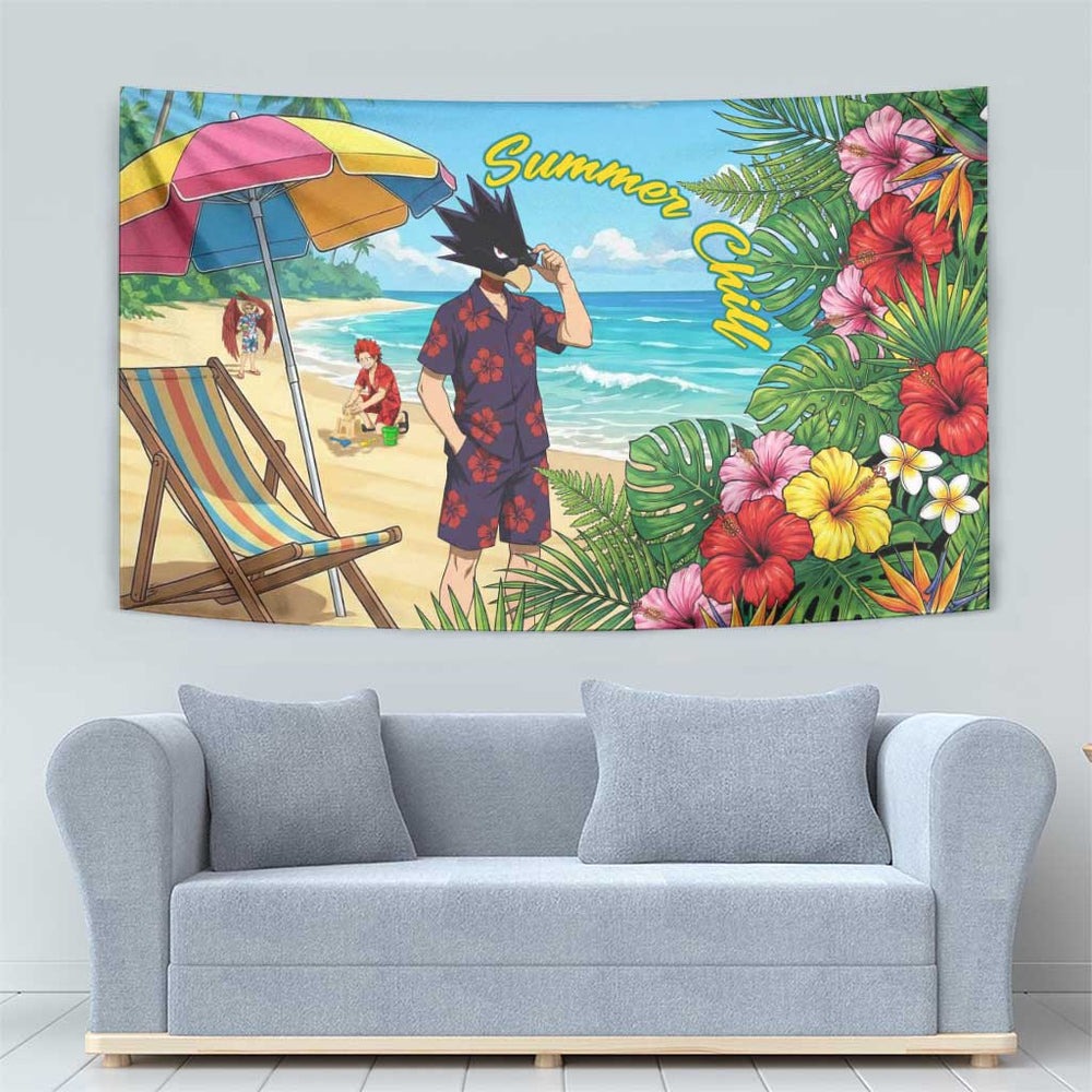 Fumikage Tokoyami Summer Chill Tumbler With Handle Tropical Anime Beach Mood TS04 Fumikage Tokoyami Summer Chill Tumbler With Handle Tropical Anime Beach Mood TS04