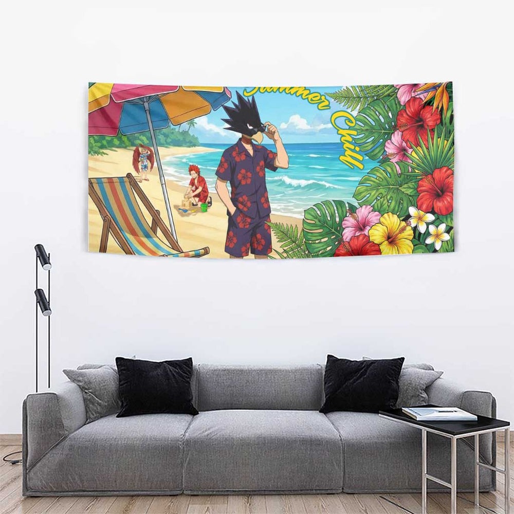 Fumikage Tokoyami Summer Chill Tumbler With Handle Tropical Anime Beach Mood TS04 Fumikage Tokoyami Summer Chill Tumbler With Handle Tropical Anime Beach Mood TS04