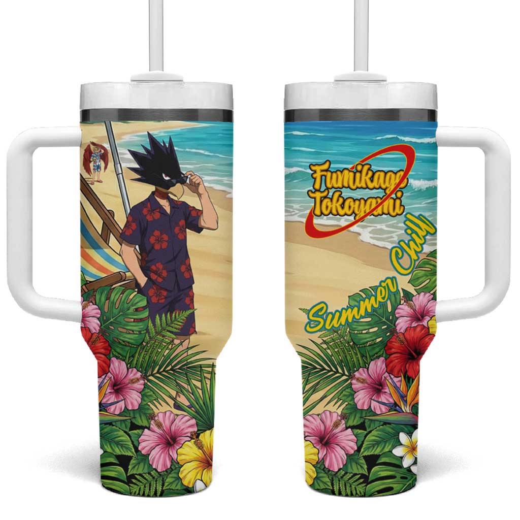 Fumikage Tokoyami Summer Chill Tumbler With Handle Tropical Anime Beach Mood TS04