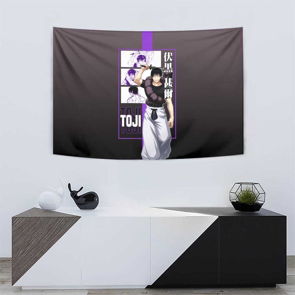 Fushiguro Toji from Jujutsu Kaisen Tumbler With Handle with Purple and Black Background and Multiple Poses Design TS04