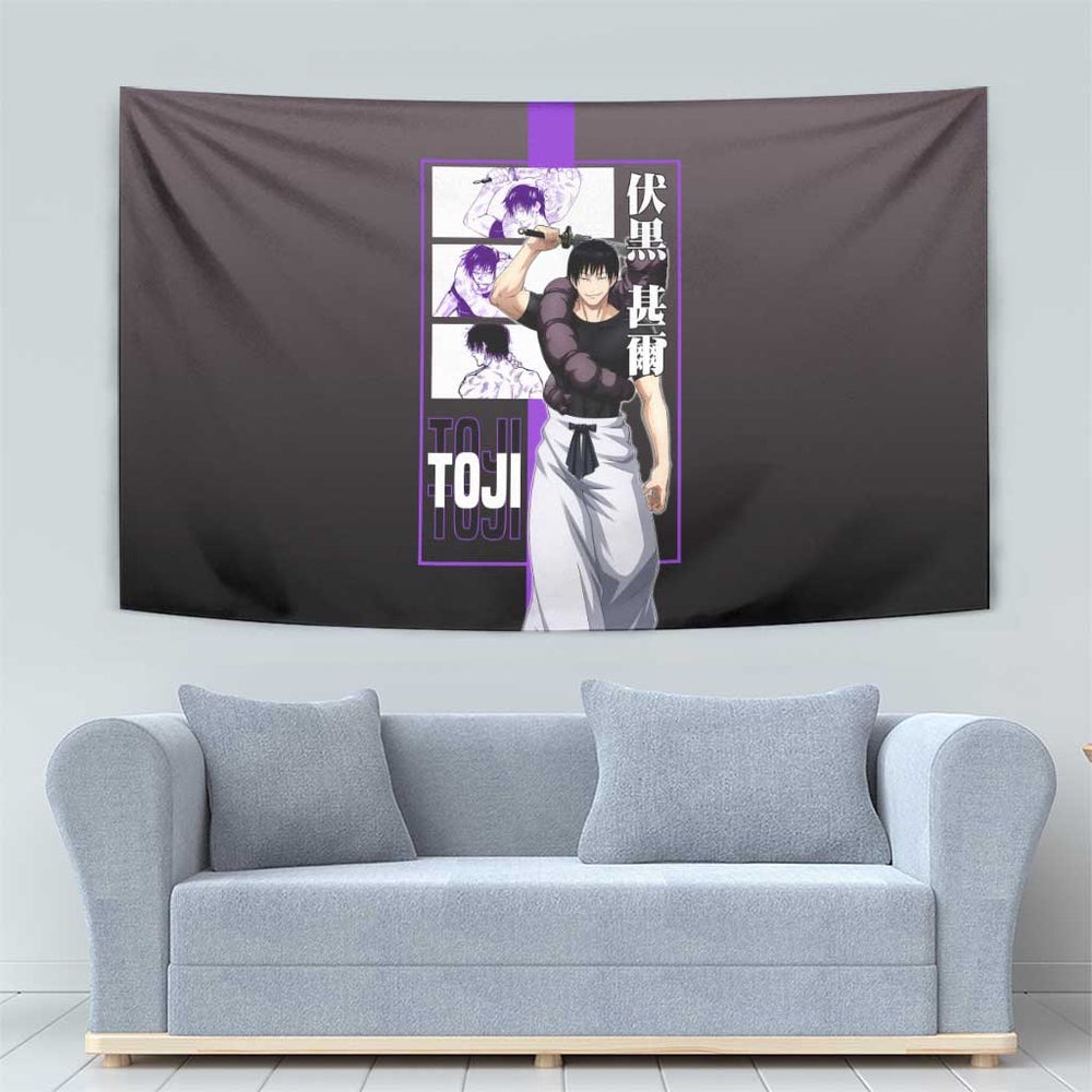 Fushiguro Toji from Jujutsu Kaisen Tumbler With Handle with Purple and Black Background and Multiple Poses Design TS04