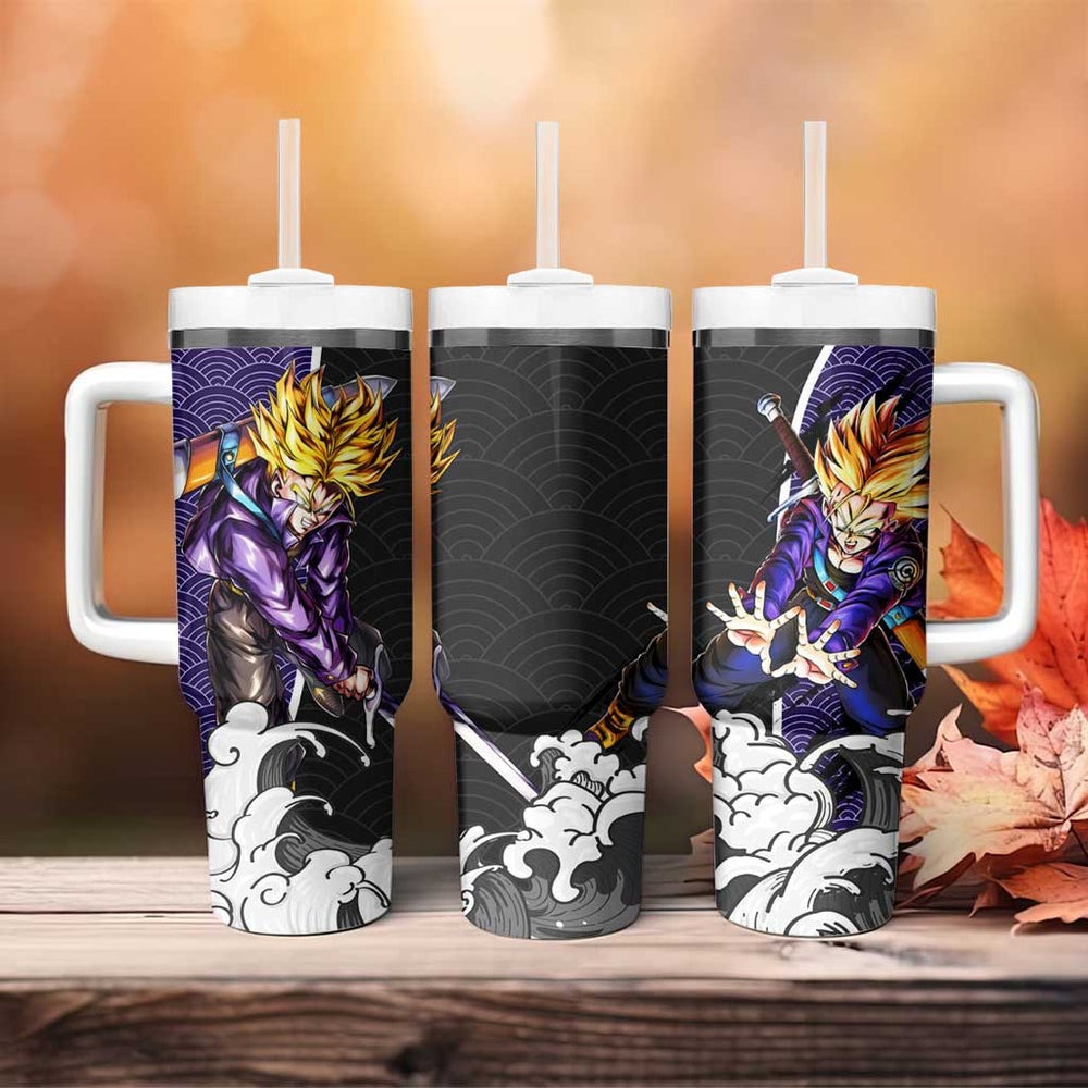 Future Trunks Japanese Kanagawa - Dragon Ball Tumbler With Handle Anime Japan Style TS04 Future Trunks Japanese Kanagawa - Dragon Ball Tumbler With Handle Anime Japan Style TS04