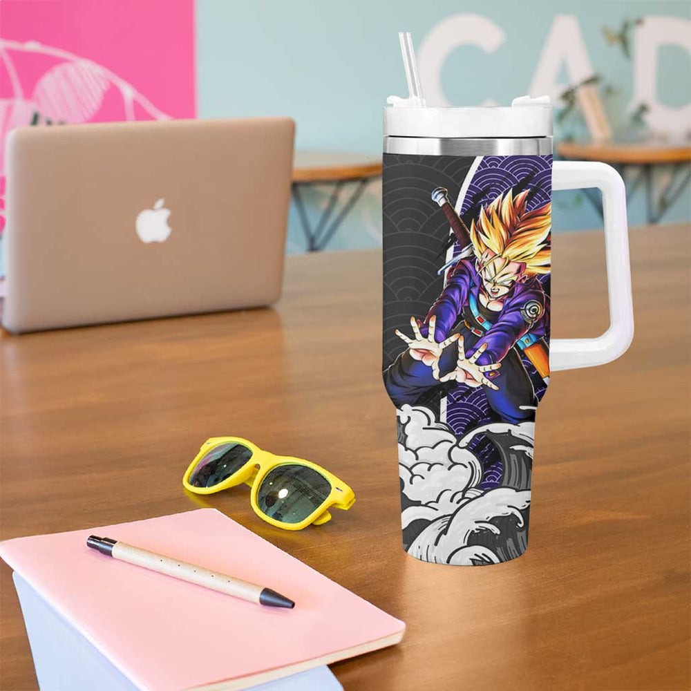 Future Trunks Japanese Kanagawa - Dragon Ball Tumbler With Handle Anime Japan Style TS04 Future Trunks Japanese Kanagawa - Dragon Ball Tumbler With Handle Anime Japan Style TS04