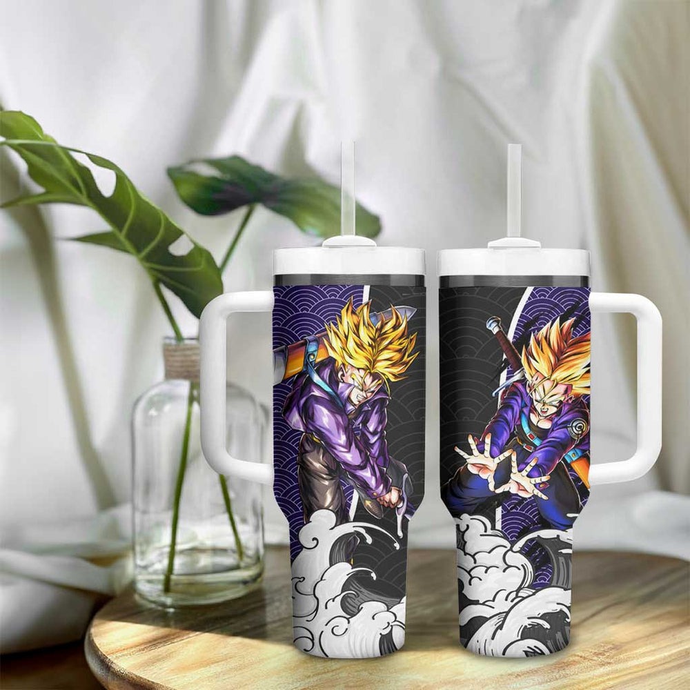 Future Trunks Japanese Kanagawa - Dragon Ball Tumbler With Handle Anime Japan Style TS04 Future Trunks Japanese Kanagawa - Dragon Ball Tumbler With Handle Anime Japan Style TS04