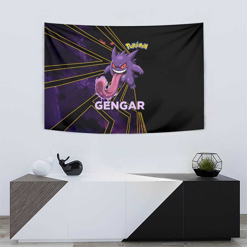 Gengar Poké Tapestry Neon Shadow Anime Glow Style TS04 Gengar Poké Tapestry Neon Shadow Anime Glow Style TS04