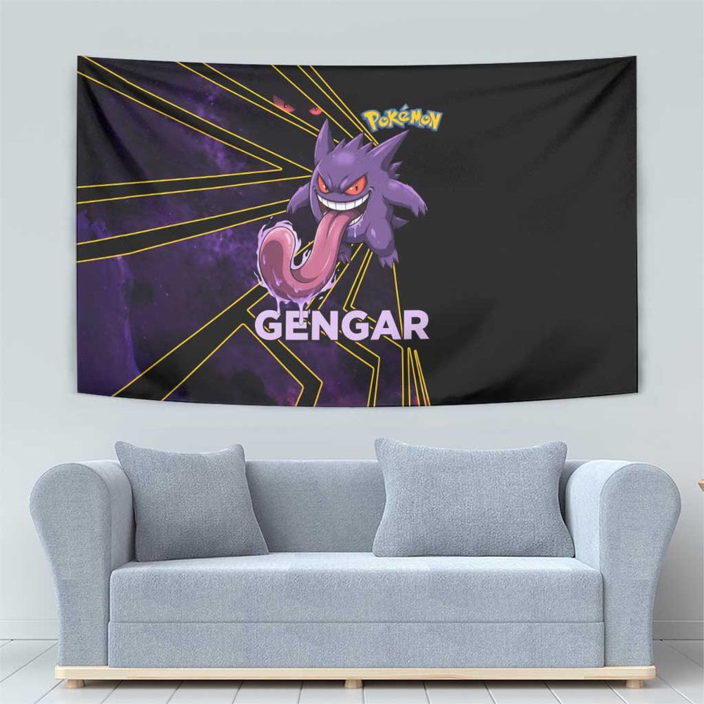 Gengar Poké Tapestry Neon Shadow Anime Glow Style TS04 Gengar Poké Tapestry Neon Shadow Anime Glow Style TS04