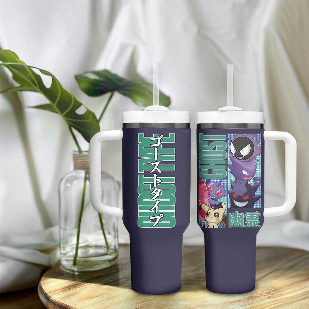 Ghost Type Poke Tumbler With Handle Anime Style TS04 Ghost Type Poke Tumbler With Handle Anime Style TS04