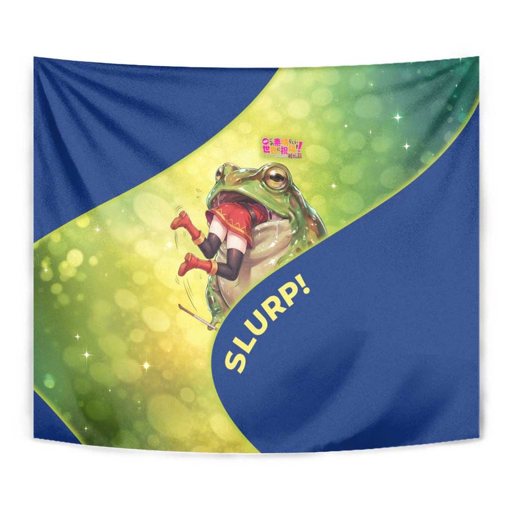 Giant Toad Encounter Tapestry Comedic Fantasy Creature Art Style TS04 Giant Toad Encounter Tapestry Comedic Fantasy Creature Art Style TS04