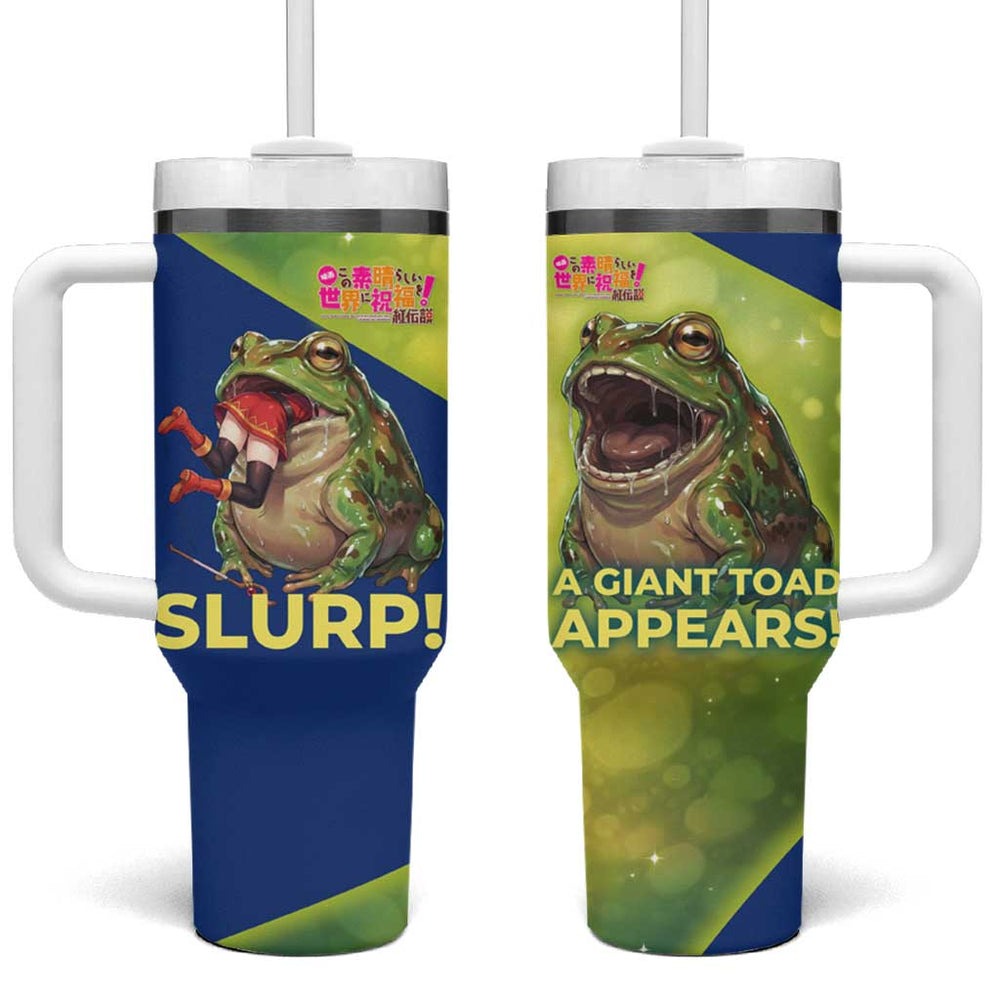 Giant Toad Encounter Tumbler With Handle Comedic Fantasy Creature Art Style TS04 Giant Toad Encounter Tumbler With Handle Comedic Fantasy Creature Art Style TS04