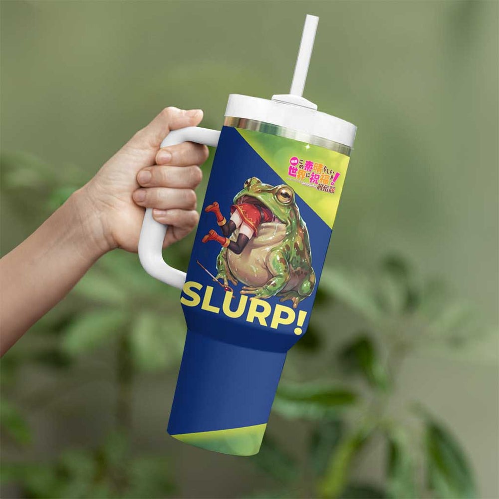 Giant Toad Encounter Tumbler With Handle Comedic Fantasy Creature Art Style TS04 Giant Toad Encounter Tumbler With Handle Comedic Fantasy Creature Art Style TS04