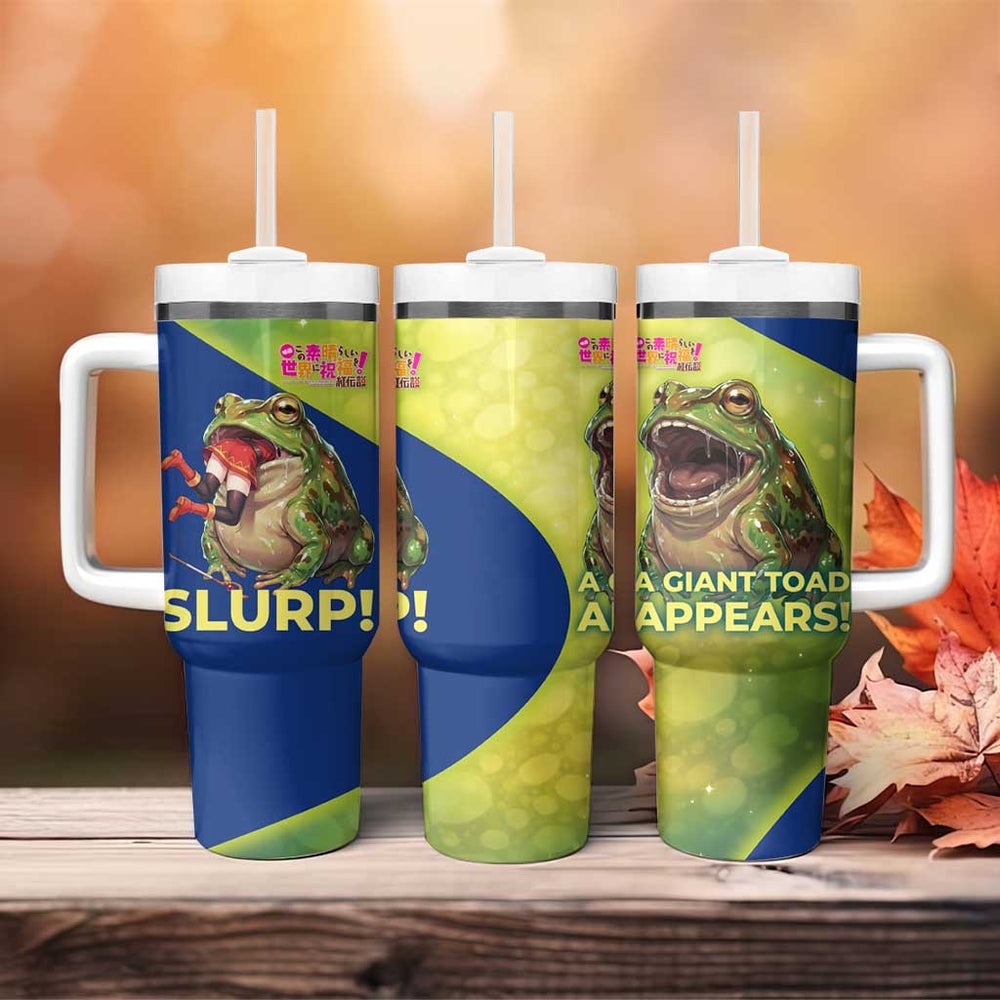 Giant Toad Encounter Tumbler With Handle Comedic Fantasy Creature Art Style TS04 Giant Toad Encounter Tumbler With Handle Comedic Fantasy Creature Art Style TS04