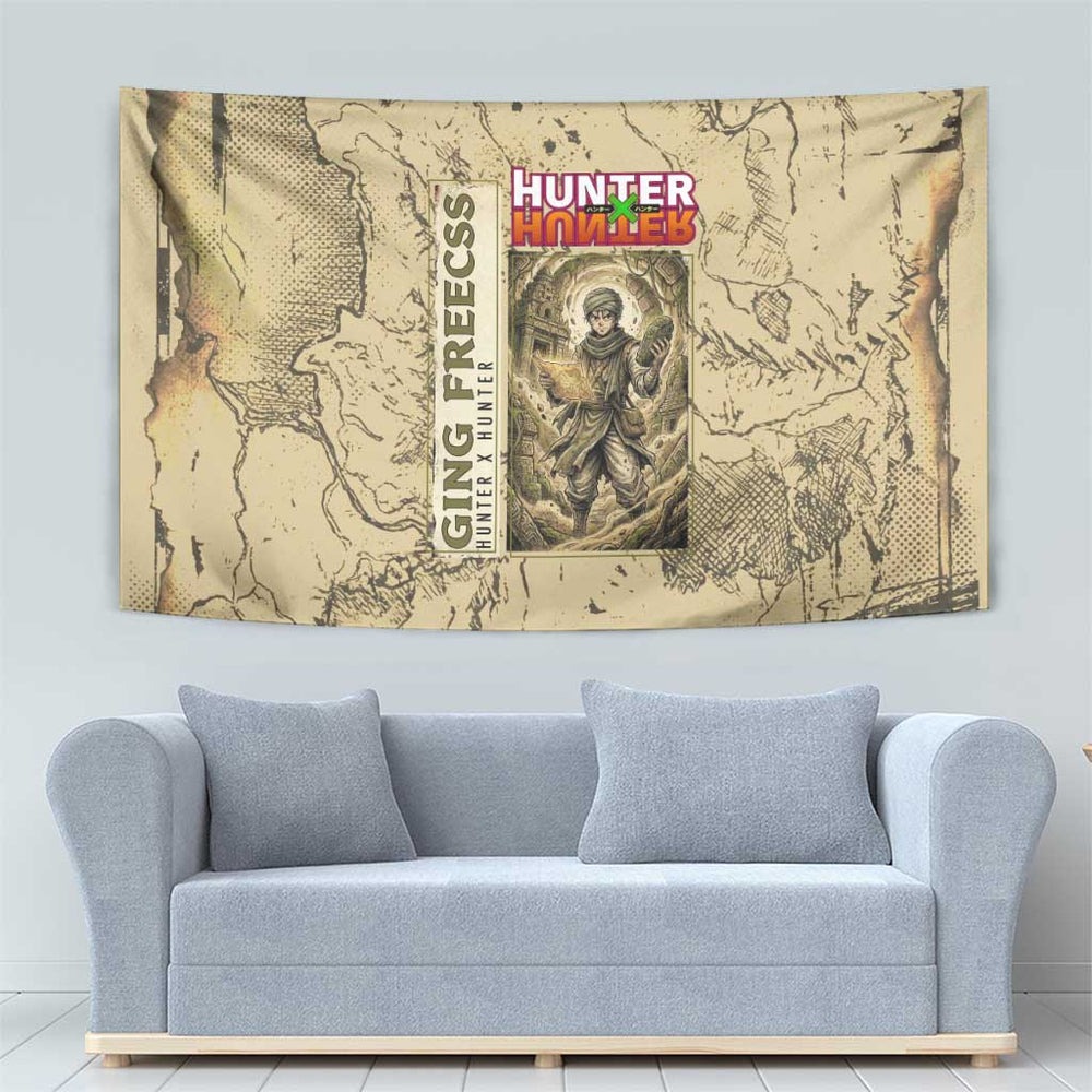 Ging Freecss Theme Desert Explorer Design Tumbler With Handle with Ancient Map Background and Adventure Card Artwork TS04