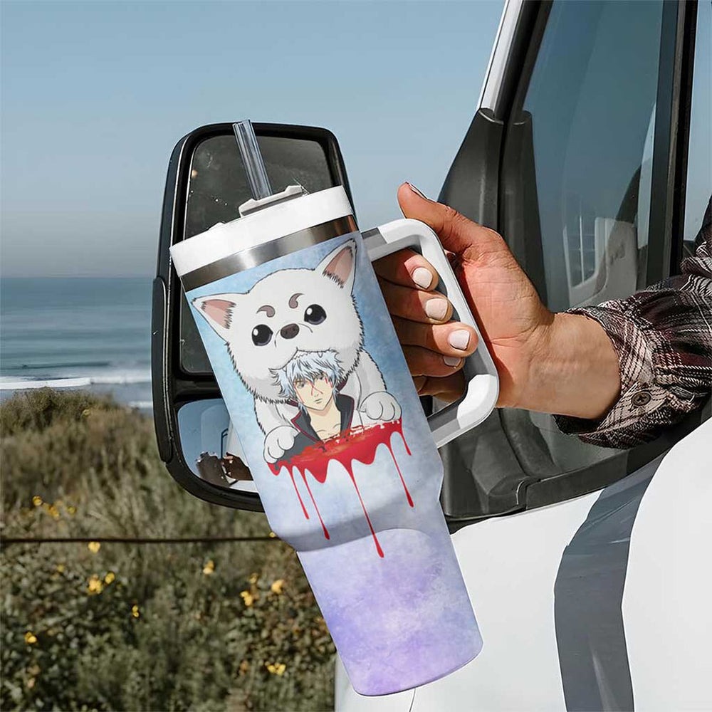 Gintoki and Sadaharu Gintama Tumbler With Handle Mable Style TS04 Gintoki and Sadaharu Gintama Tumbler With Handle Mable Style TS04