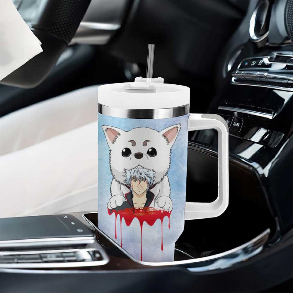 Gintoki and Sadaharu Gintama Tumbler With Handle Mable Style TS04 Gintoki and Sadaharu Gintama Tumbler With Handle Mable Style TS04