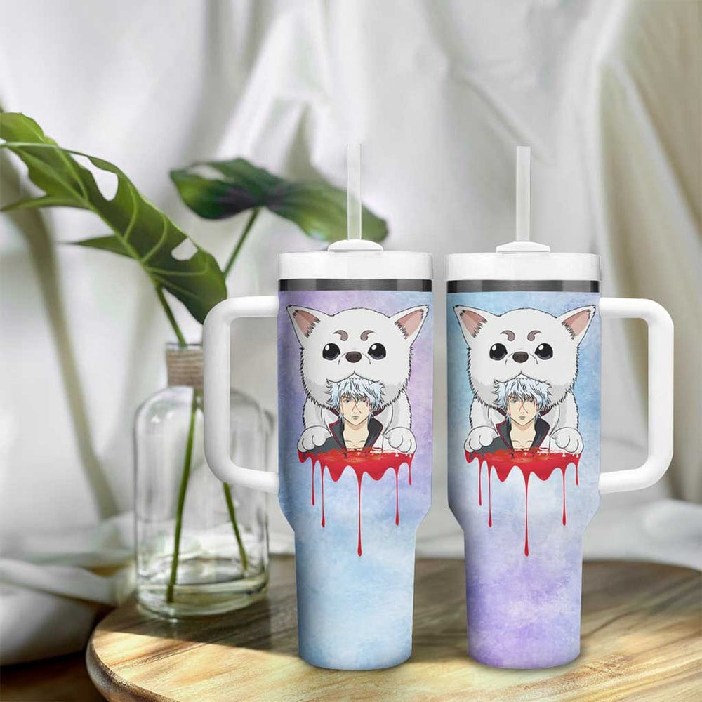Gintoki and Sadaharu Gintama Tumbler With Handle Mable Style TS04 Gintoki and Sadaharu Gintama Tumbler With Handle Mable Style TS04