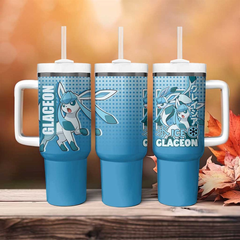 Glaceon from Poké Tumbler With Handle with Ice Type Ability and Elegant Pose Design TS04