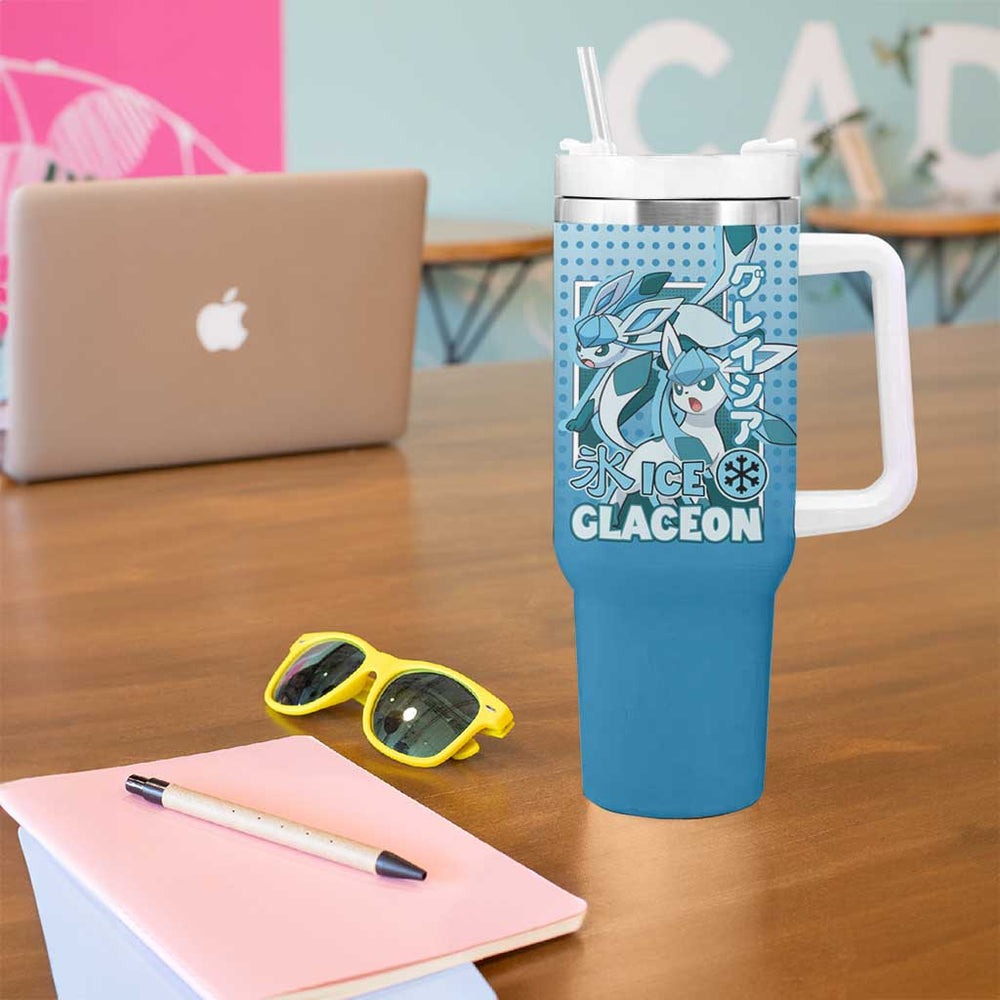 Glaceon from Poké Tumbler With Handle with Ice Type Ability and Elegant Pose Design TS04