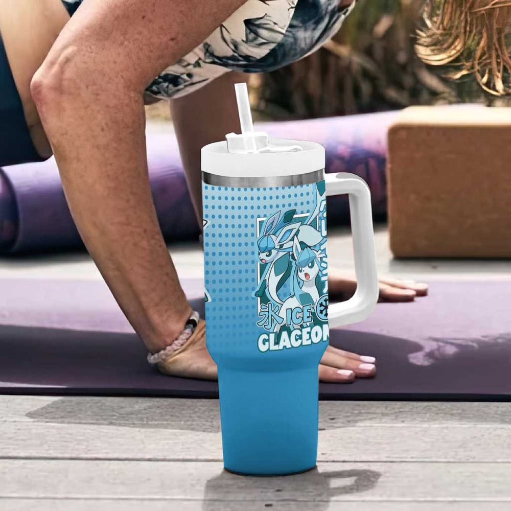 Glaceon from Poké Tumbler With Handle with Ice Type Ability and Elegant Pose Design TS04
