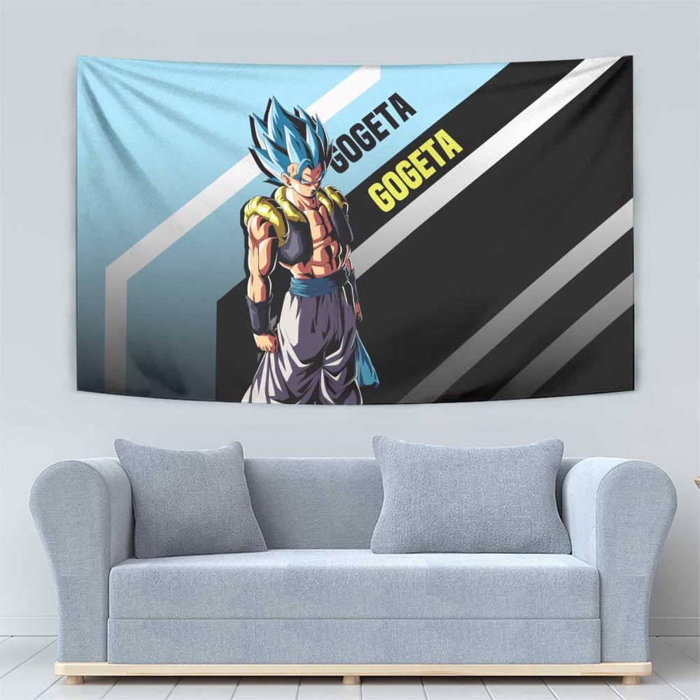 Gogeta Dragon Ball Tapestry with Fusion Aura and Dynamic Fighting Pose Design TS04 Gogeta Dragon Ball Tapestry with Fusion Aura and Dynamic Fighting Pose Design TS04