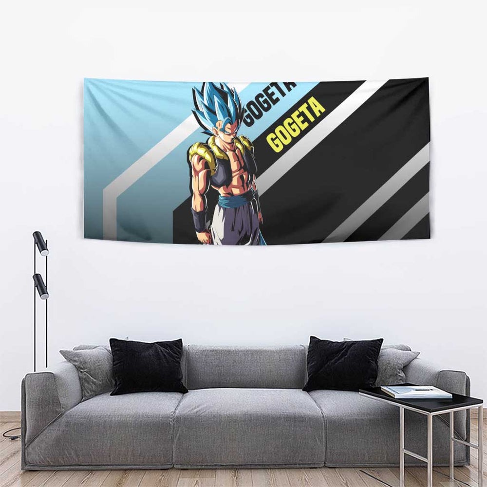 Gogeta Dragon Ball Tapestry with Fusion Aura and Dynamic Fighting Pose Design TS04 Gogeta Dragon Ball Tapestry with Fusion Aura and Dynamic Fighting Pose Design TS04
