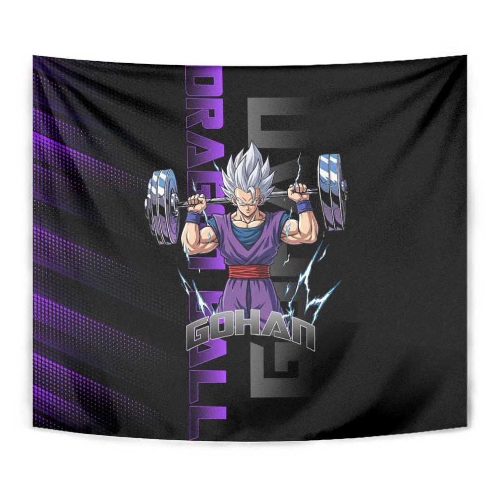 Gohan Dragon Ball Gym Theme Tumbler With Handle with Dumbbell Power Lift and Electric Aura on Black and Purple Design TS04 Gohan Dragon Ball Gym Theme Tumbler With Handle with Dumbbell Power Lift and Electric Aura on Black and Purple Design TS04