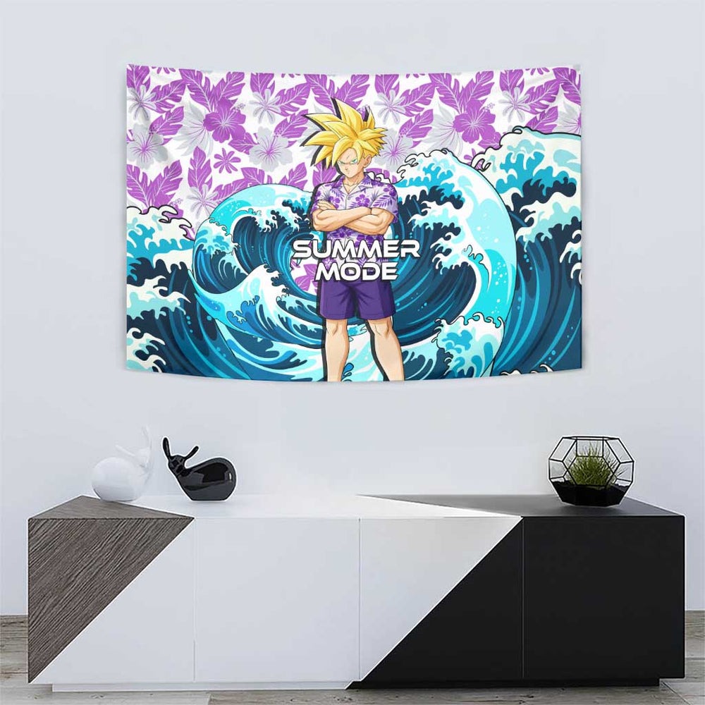 Gohan Dragon Ball Summer Theme Tumbler With Handle with Tropical Floral Shirt Shenron and Ocean Wave Background TS04 Gohan Dragon Ball Summer Theme Tumbler With Handle with Tropical Floral Shirt Shenron and Ocean Wave Background TS04