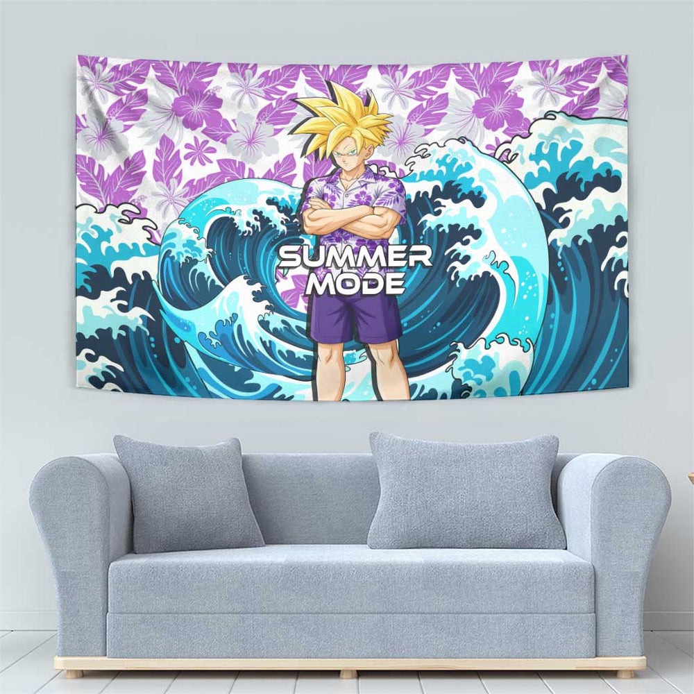 Gohan Dragon Ball Summer Theme Tumbler With Handle with Tropical Floral Shirt Shenron and Ocean Wave Background TS04 Gohan Dragon Ball Summer Theme Tumbler With Handle with Tropical Floral Shirt Shenron and Ocean Wave Background TS04