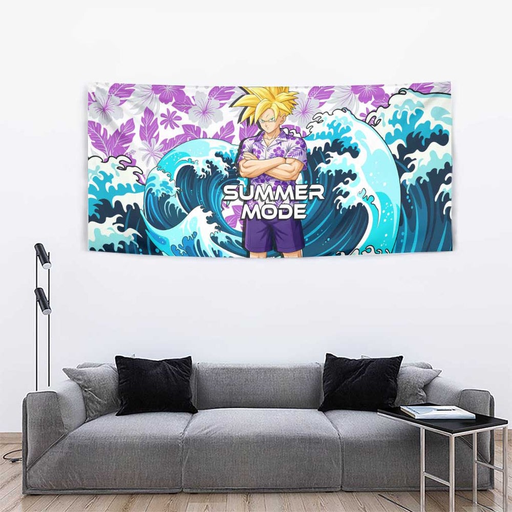 Gohan Dragon Ball Summer Theme Tumbler With Handle with Tropical Floral Shirt Shenron and Ocean Wave Background TS04 Gohan Dragon Ball Summer Theme Tumbler With Handle with Tropical Floral Shirt Shenron and Ocean Wave Background TS04