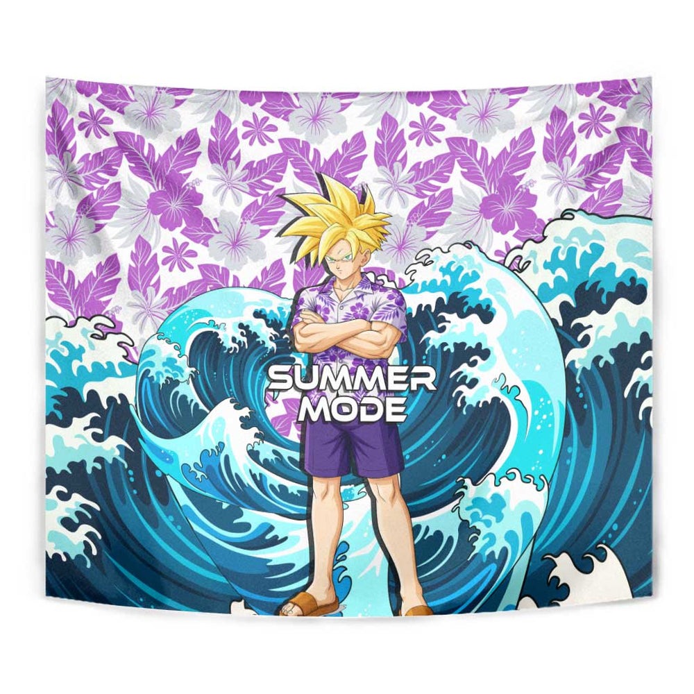 Gohan Dragon Ball Summer Theme Tumbler With Handle with Tropical Floral Shirt Shenron and Ocean Wave Background TS04 Gohan Dragon Ball Summer Theme Tumbler With Handle with Tropical Floral Shirt Shenron and Ocean Wave Background TS04