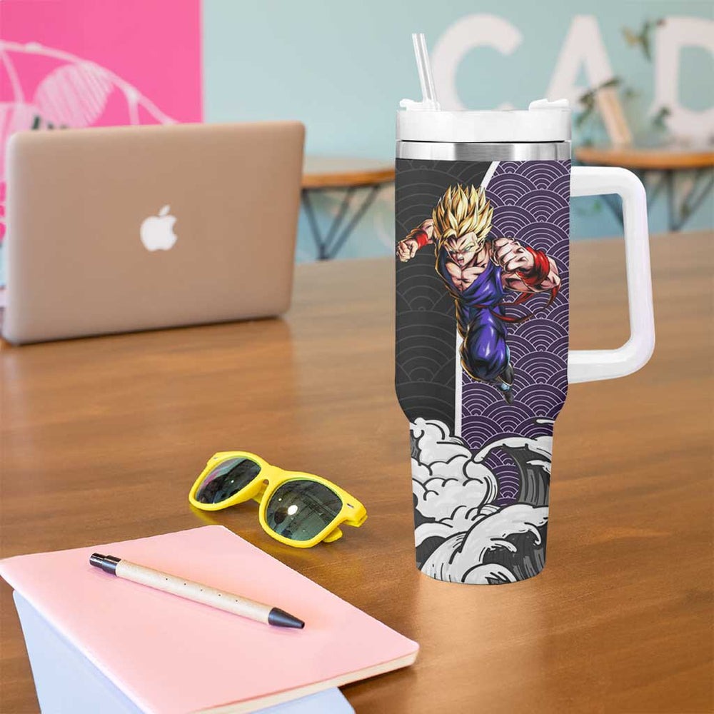 Gohan SSJ2 Japanese Kanagawa - Dragon Ball Tumbler With Handle Anime Japan Style TS04 Gohan SSJ2 Japanese Kanagawa - Dragon Ball Tumbler With Handle Anime Japan Style TS04
