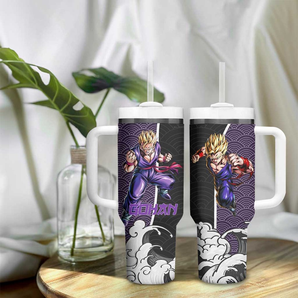 Gohan SSJ2 Japanese Kanagawa - Dragon Ball Tumbler With Handle Anime Japan Style TS04 Gohan SSJ2 Japanese Kanagawa - Dragon Ball Tumbler With Handle Anime Japan Style TS04